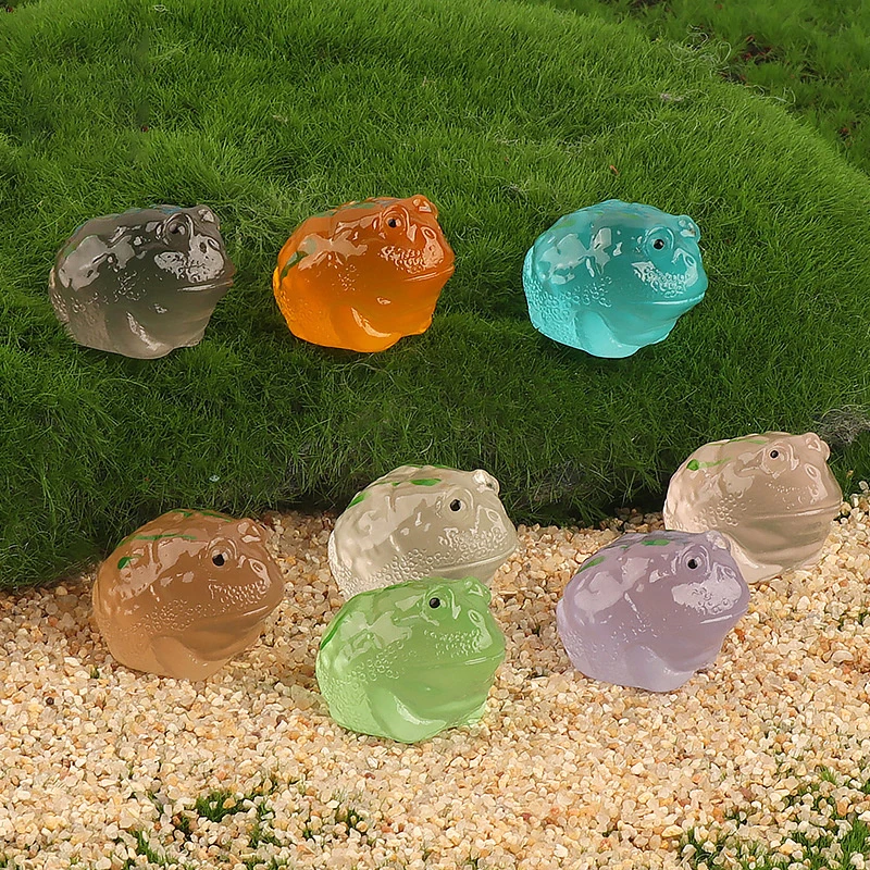 5Pcs Creative Luminous Toad Little Frog Miniature Figures Cute Cartoon Model Kawaii DIY Home Decoration Accessories Kids Gifts