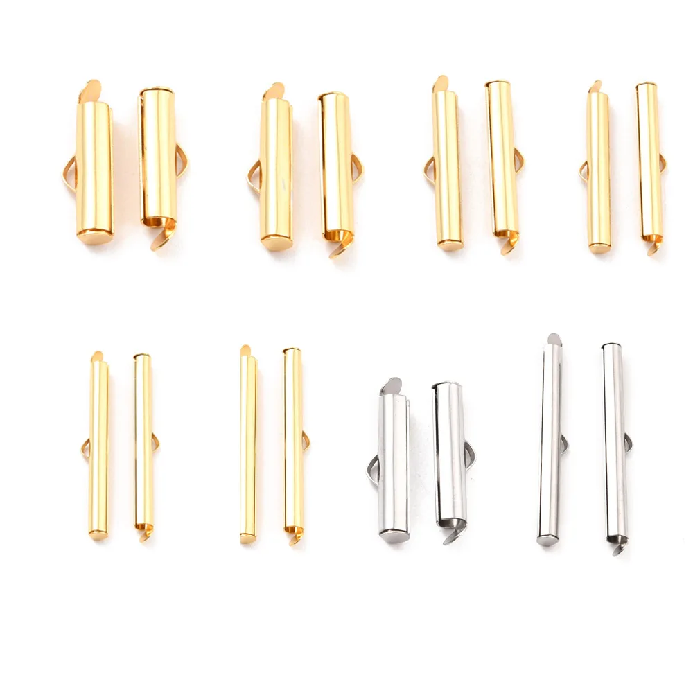 

200pcs 304 Stainless Steel Slide On End Clasp Tubes Slider End Caps Buckle Clasps for bracelet Necklace End Links Accessories