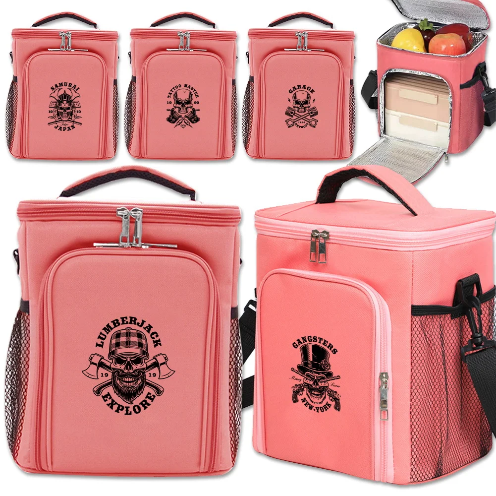 

Ice Pack Refrigerator Bag Pink Insulated Pack Cooler Outdoor Large Capacity Portable Lunch Cooler Bag Skull Printing Series