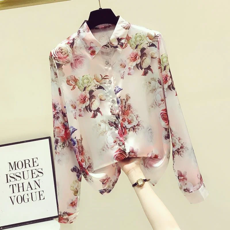 FANIECES S-4XL Summer Autumn Loose Tops Womens Casual Chiffon Blouse Shirt Long Sleeve Fashion Blouses Clothes Blusas Mujer 6370