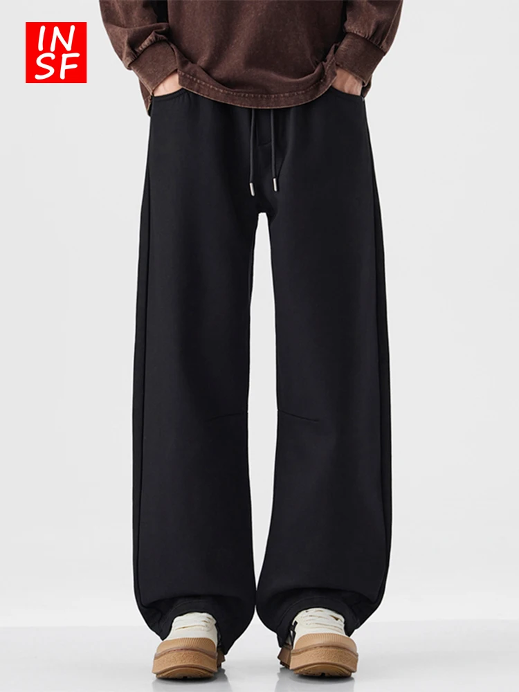 

Мужские осенне-зимние утепленные широкие брюки из флиса, свободные прямые брюки с эффектом драпировки, удобные теплые повседневные брюки для похудения