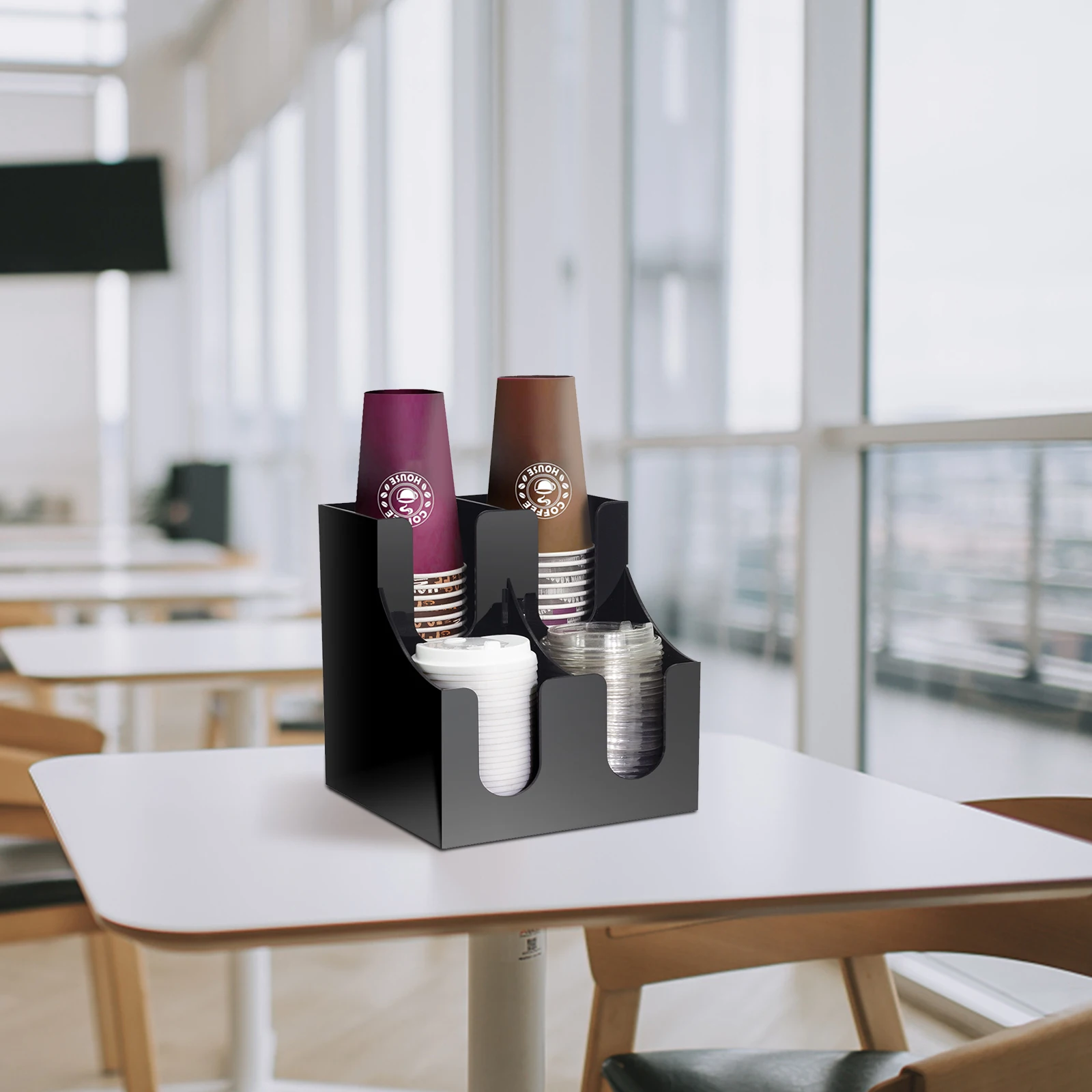 

Acrylic Paper Cup Holder Black Office Storage Rack Dispenser Compact Space Saving Tabletop ganizer Kitchen Facility