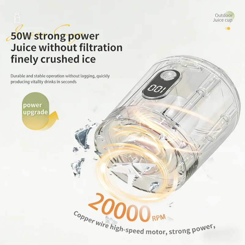 Vaso Mezclador Portátil de 600 ml con 12 Cuchillas para Batidos y Smoothies, Recargable por USB, Exprimidor de Frutas de Viaje, Vaso Doble, Licuadora de Frutas - Image 3