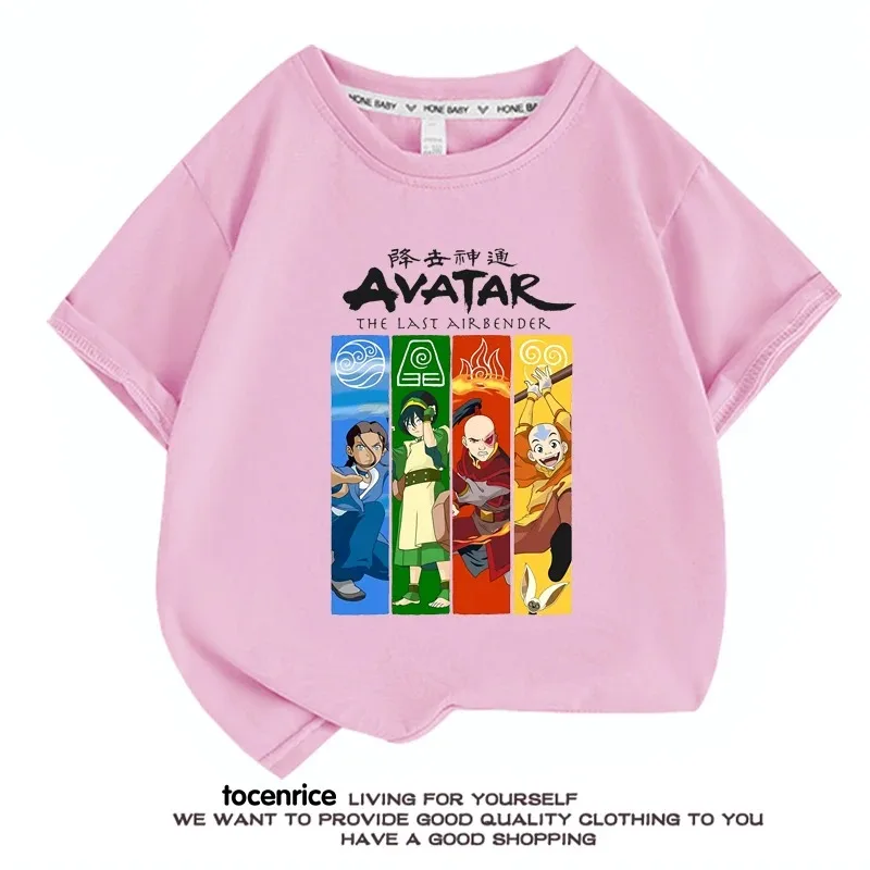 Anime Avatar The Last Airbender T Shirts Summer Fashion Kids Casual Boys Girls Unisex Crew Neck Tshirt Top Parent-child Clothing