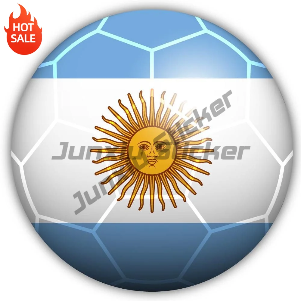 Argentina Flag Soccer Ball Vinyl Sticker For Laptop And Car Window Shape Cut National Flag Decoration Decal