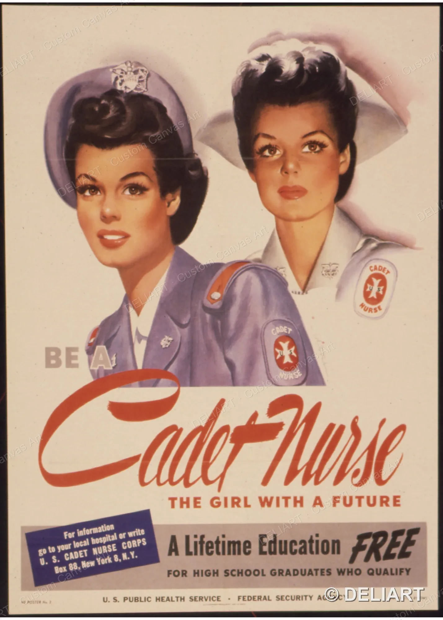 seja-uma-enfermeira-cadete-a-garota-com-um-futuro-poster-de-arte-em-tela-vintage-da-segunda-guerra-mundial-impressao-de-propaganda-decoracao-retro-para-casa-sem-moldura