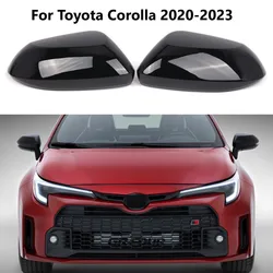Pair Gloss Black Car Rearview Mirror Cover Cap For COROLLA HYBRID LE 2020-2023 87915-52251 87910-02926 Rearview Mirror Protector