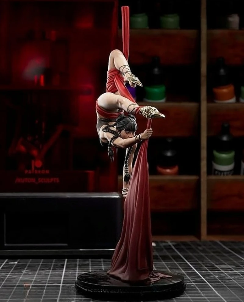 Kit de modelo de figura de resina fundida em escala 1/24, antigravidade, yoga, menina, hobby, brinquedos em miniatura, desmontado, sem pintura, diorama diy