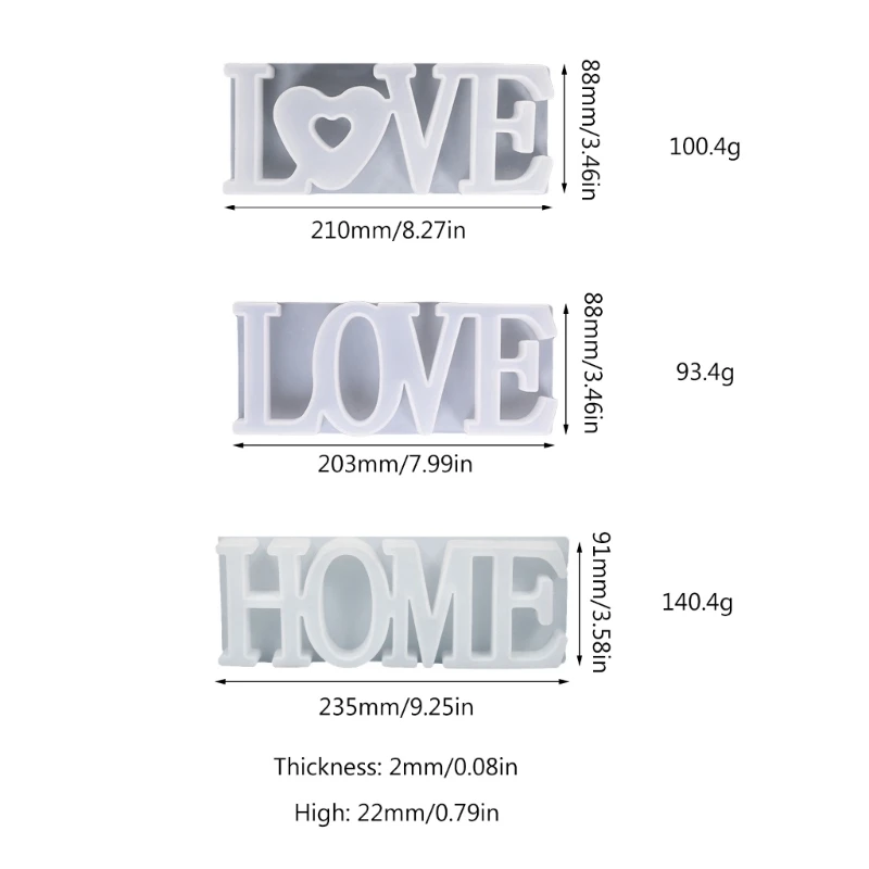 Love Home Silicone Resin Mold Letters Epoxy Resin Mold for Desk/Table/Room Decor