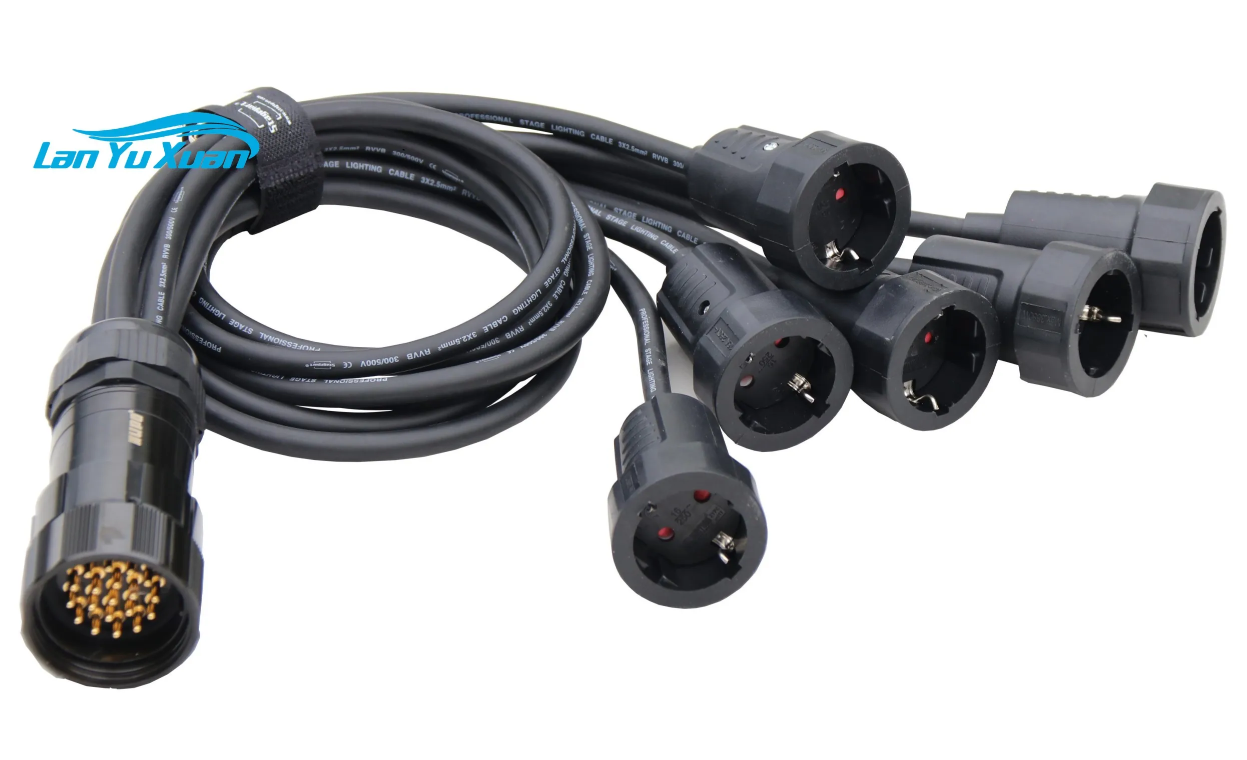 

6 Way 19pin Socapex to CEE16A Socket Cable 1.5M 3M 5M 10M Length