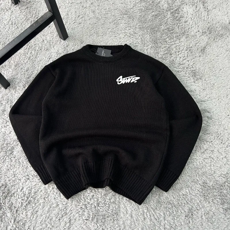 Europejski Amerykański Retro Harajuku Oversize Sweter Męski Y2K Casual High Street Fashion Jesień Zima Ciepły Długi Rękaw Top Damski