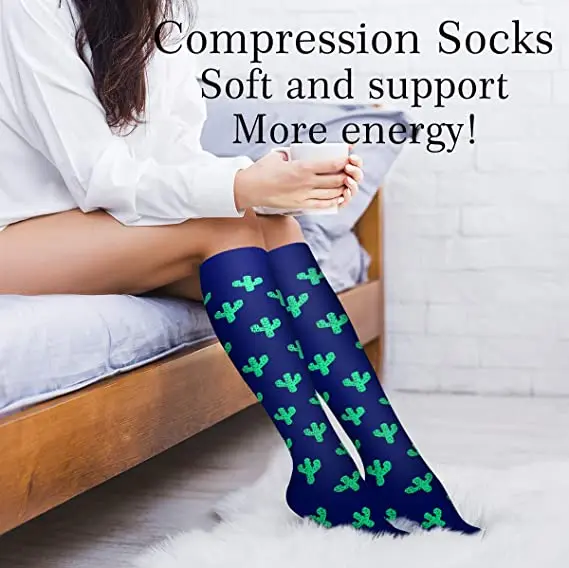 Man Women Socks Compression Stockings Fit Varicose Veins Cycling Sport Anti Fatigue Pain Relief Knee High Running Marathon Socks