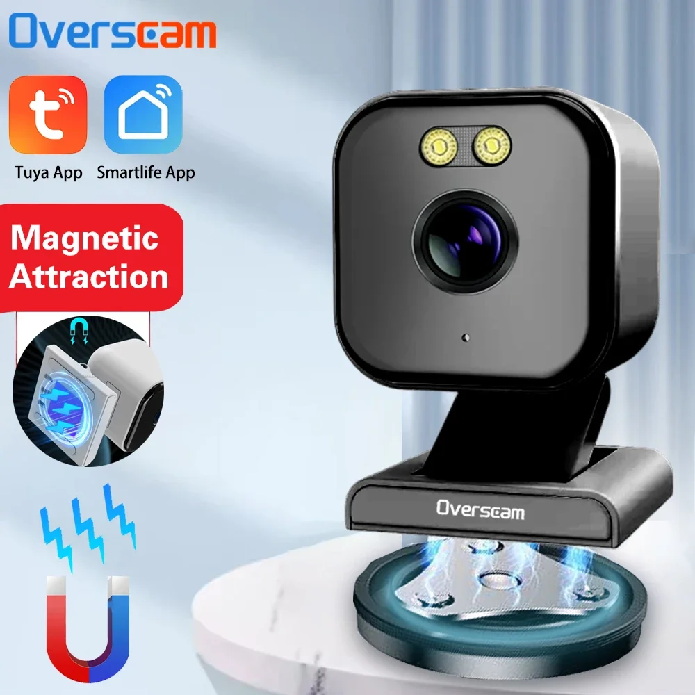 

Tuya Smartlife Home Black Mini Camera Night Vision Two-Way Audio Magnetic WiFi Human Alarm Built-in Siren for Home Cloud Storage