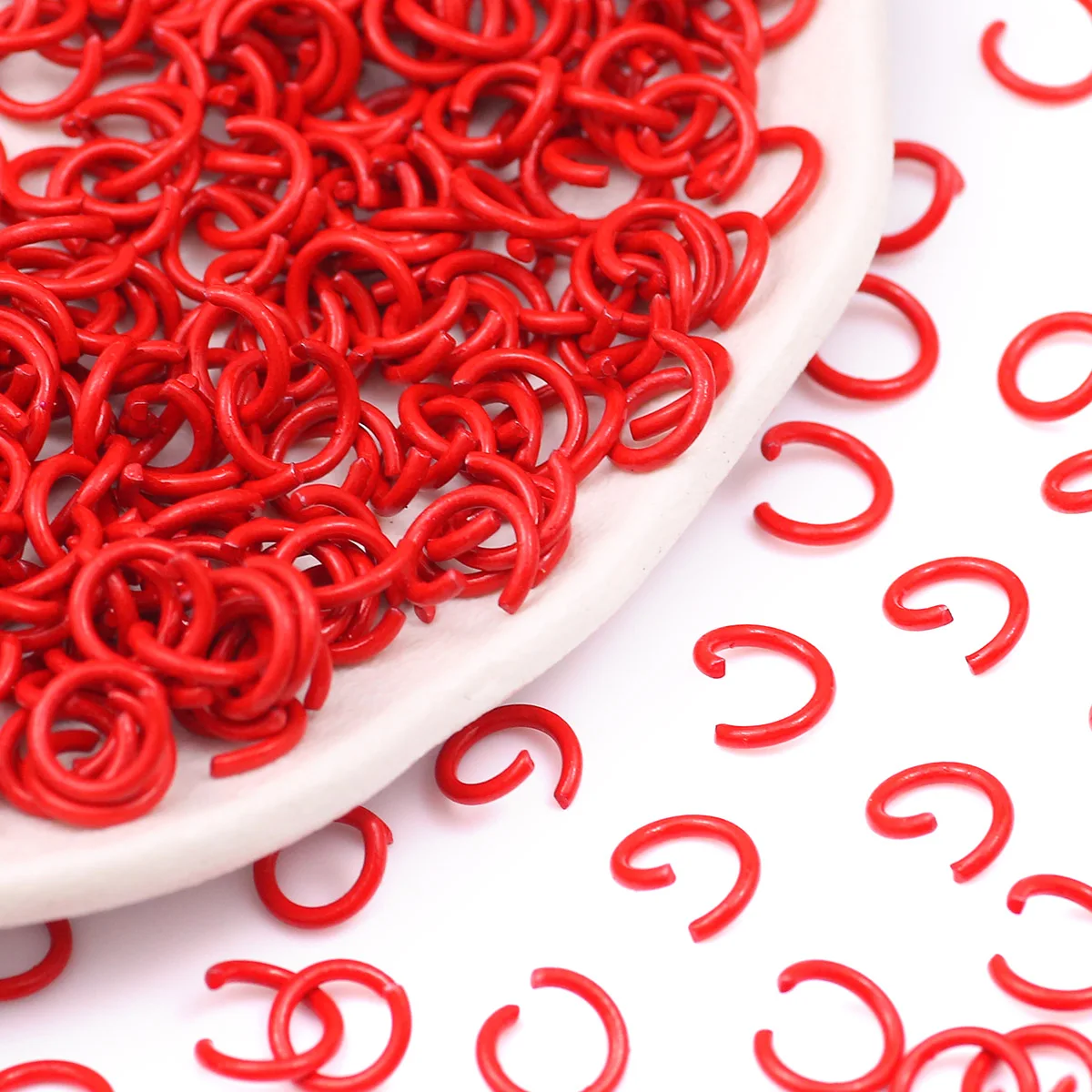 8x12mm Zinc Alloy Colored Open Jump Ring Red Handmade DIY for Jewelry Making Beaded Necklace Links Accessories