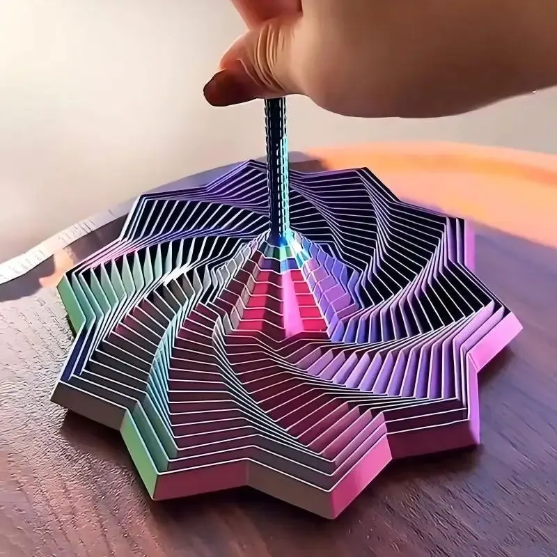 3D Printing Expanded Sensory Fidget Star Model Visual Illusion Hexagon Whirling Spiral Ornaments Stress Relief Board Game