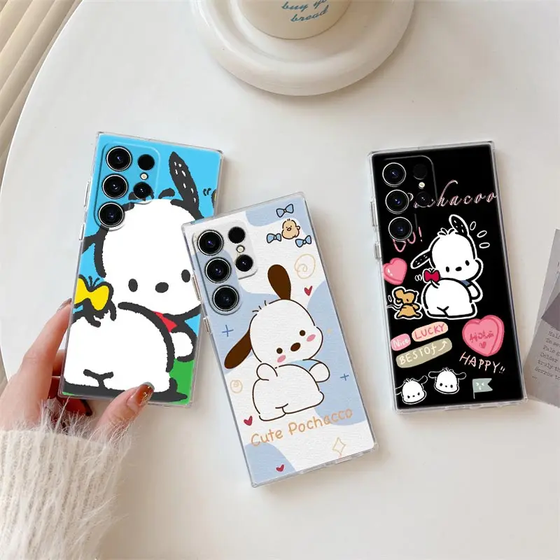 

Cute Pochacco Phone Case For Samsung Galaxy S24FE S25 S23 S21 Ultra S20 S24 FE S22 S25Plus Note 20 A35 A55 5G Cases Clear Cover
