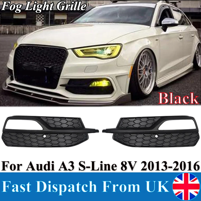 Magickit A pair Fog Lamp Grille Frame Cover For Audi A3 S-Line S3 8V 2013 2014-2016 Front Bumper Fog Light Bezel Car Accessories