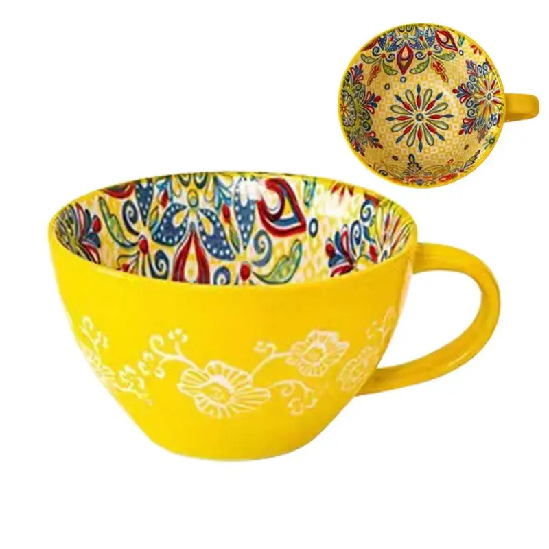 

Boho Coffee Mug 17.63 Oz Oversized Soup Mugs Bowl Microwavable Dishwasher Safe Cute Tea Mug Oversized Soup Bowl With Big Handle