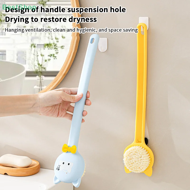 

★★★Soft-bristled Long-handled Bath Brush Body Scrub Massager Body Cleaning Brush Exfoliation Bathroom Accessories