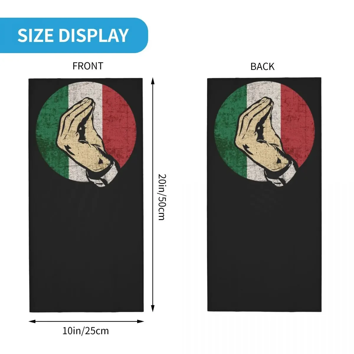 Italian Hand Gesture Sing Language Bandana Neck Cover Printed Wrap Scarf Warm Headwear Running Unisex Adult Winter