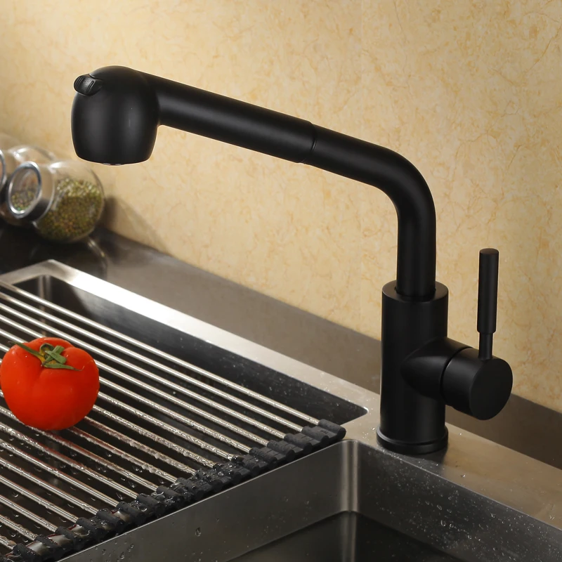 

Matt Black Kitchen Faucet Hot and Cold Water Pull-ont Kitchen Tap Single hole Single Handle Deck Mounted Kitchen Faucet