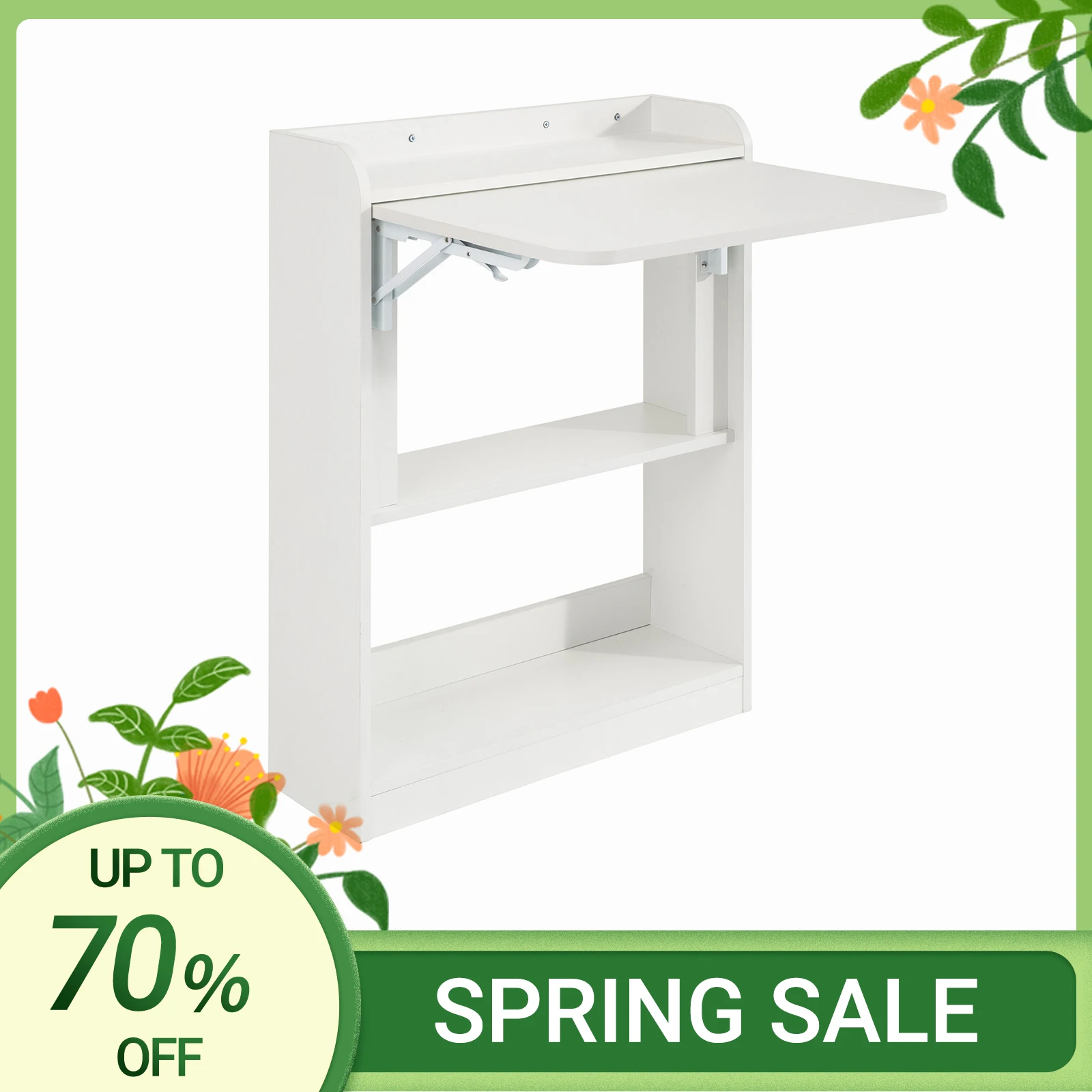 SoBuy FWT92 table d'ordinateur pliante avec étagères table pliante table de travail table de bureau pour table murale de bureau à domicile