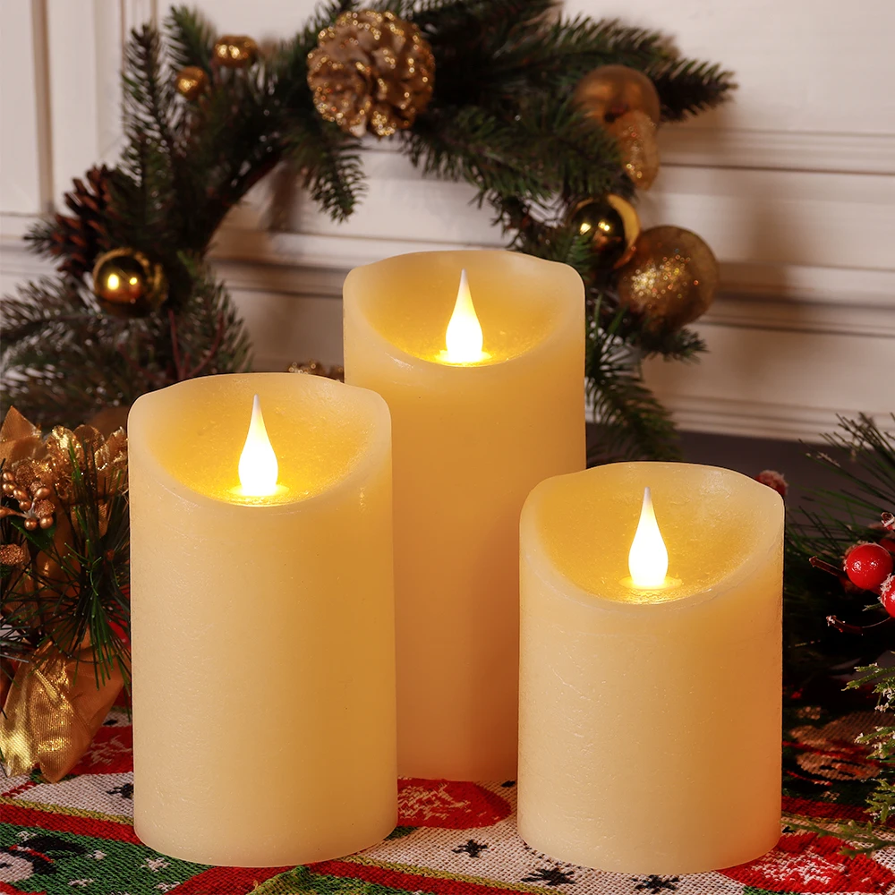 Flameless LED Candles with Beautiful White Moving Flame for Home Decoration Made of Paraffin Wax