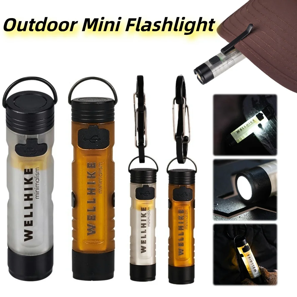 Outdoor Mini Flashlight Pocket Flashlight with Magnetic Hook Outdoor Key Clip Cap Flashlight Disaster Relief Emergency Small Lig