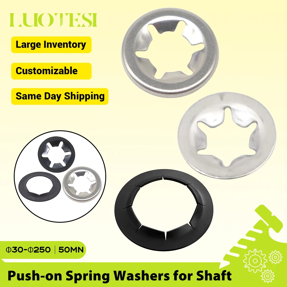 Push-on Spring Washers for Shaft 65mn/Steel 304 SS External Circlip Self-Locking Retaining Clip Fix Clip Tooth Star Lock Washer