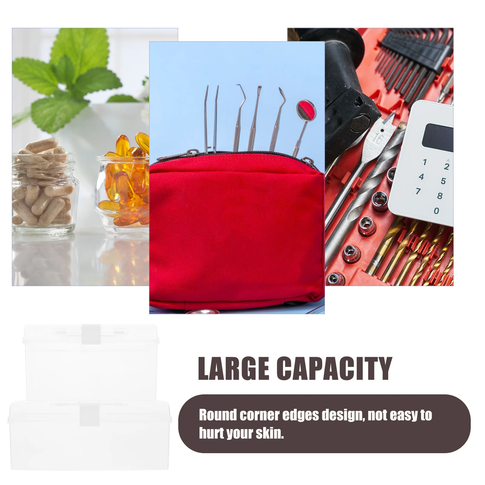 

2Pcs Multi-functional Plastic Storage Box Medicine Organizer Makeup Storage Container