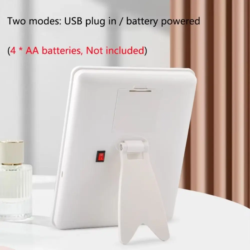 Espejo de maquillaje táctil luminoso, espejo cosmético de escritorio regulable con carga, mesa de luz Flexible de 3 colores, espejo de maquillaje para Baño