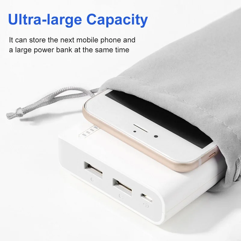 Oppselve Velvet Mobile Phone Storage Bag For USB Charger USB Cable Phone Power Bank Protection Portable Storage Case Accessories