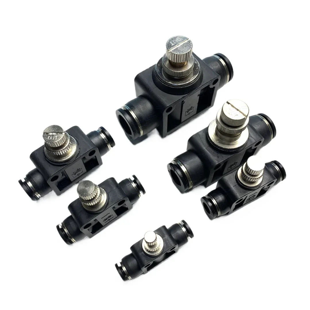 SCF(NSF) 5/32 1/4 5/16 3/8 1/2 Inch Tube OD Push in Connect  Restrictor Throttle Valve Pneumatic Fittings Flow Controller