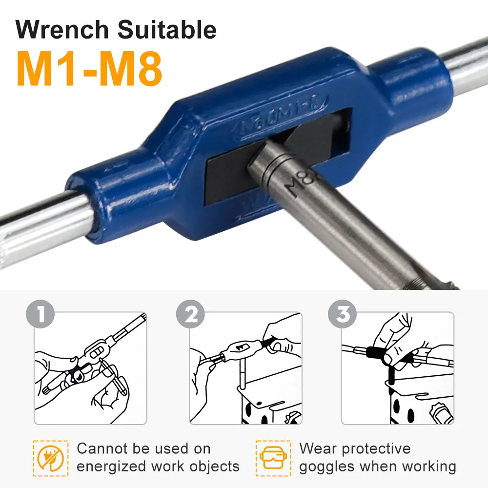 HAMPTON M1-M8 Chiave per rubinetto con filettatura Rubinetti a mano regolabili Die Chiave per vite a mano Manico metrico Toccando Alesatore Accessori per utensili