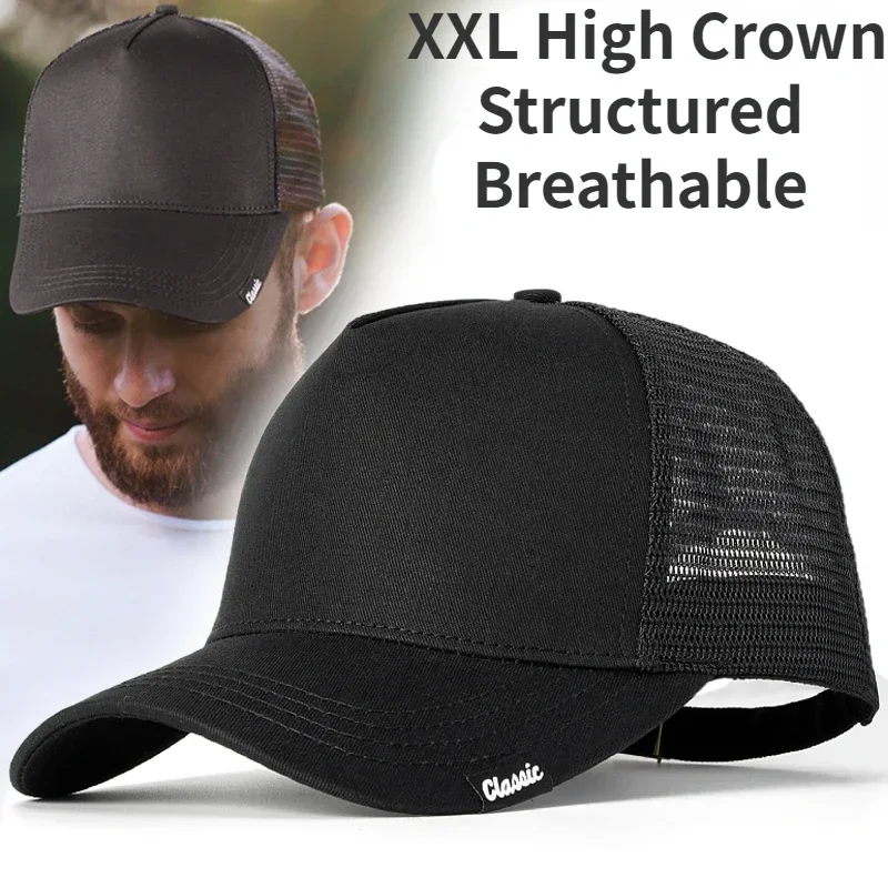 Big Head High Baseball Cap for Men Women Back Mesh Winter Breathable Sun Hat Light Weight Trucker Sports Golf Hat Outdoor Hats