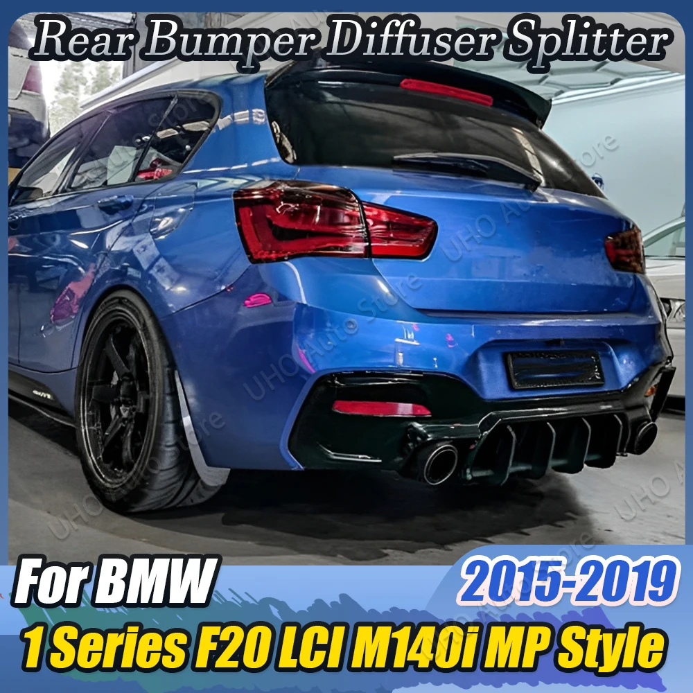 Rear Diffuser Rear Bumper 4 Fins Splitter Spoiler Lip Body Kit Glossy Black For BMW 1 Series F20 LCI M140i 2016 2017 2018 2019