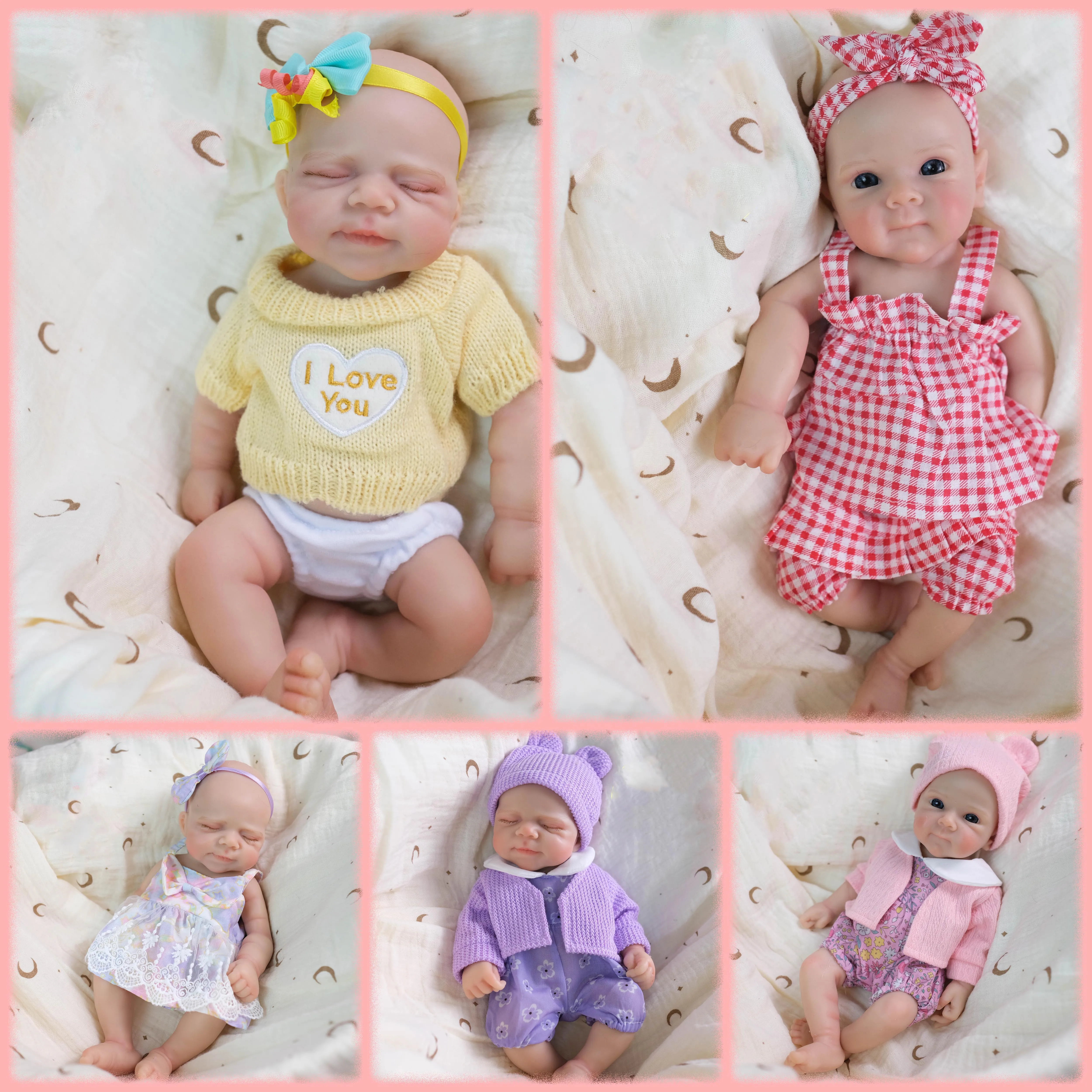 Bettie/Pascale 12‘’ Handmade No Hair Can open mouth Solid Super Soft Elastic Lifelike Mini Cute Silicone Reborn Baby Doll