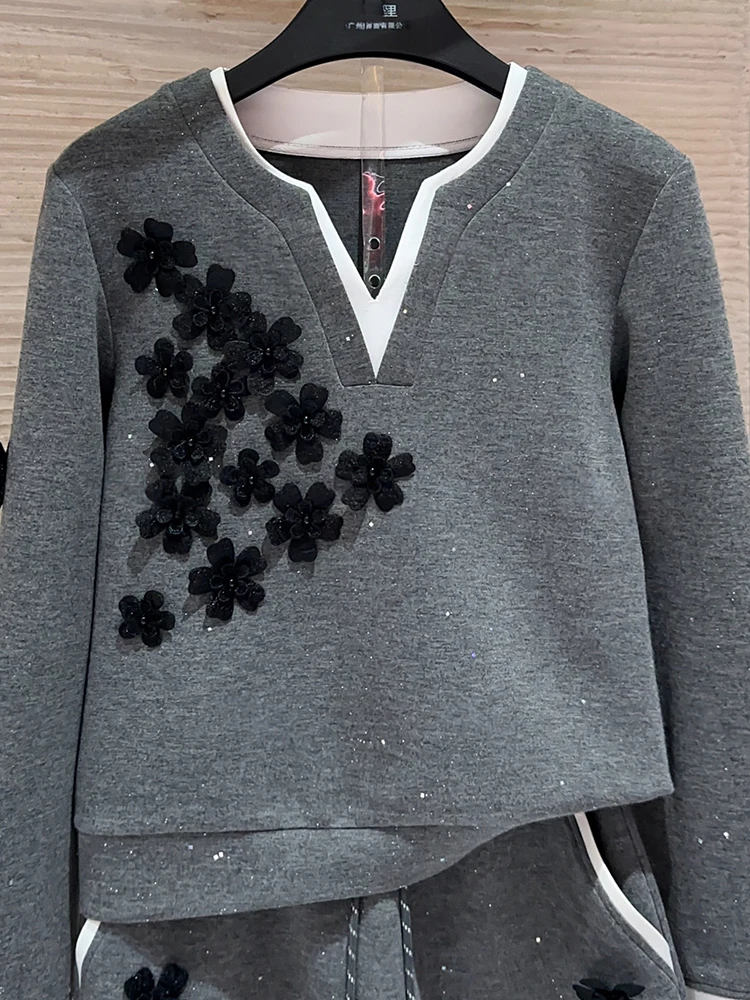 Stunning Women's Autumn Outfit Two-Piece Set Long Sve Waist-Cinching  Skirt V-Ne Polyester Fiber Casual Sportswear