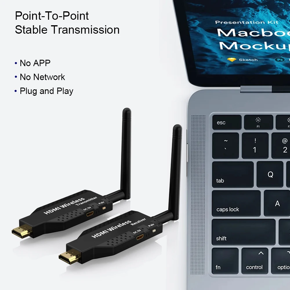 50m Wireless HDMI Extender Video Transmitter Receiver 1 To 4 Display for Camera Laptop PC PS To TV Monitor Projector