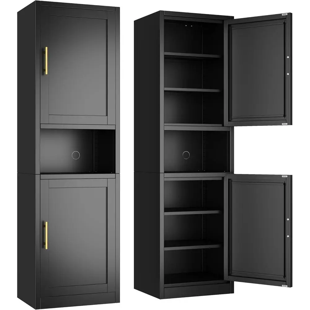 

66.93"H 20"W Black Tall Narrow Metal Storage Cabinet with 4 Adjustable Shelves for Bathroom Kitchen Office Living Room