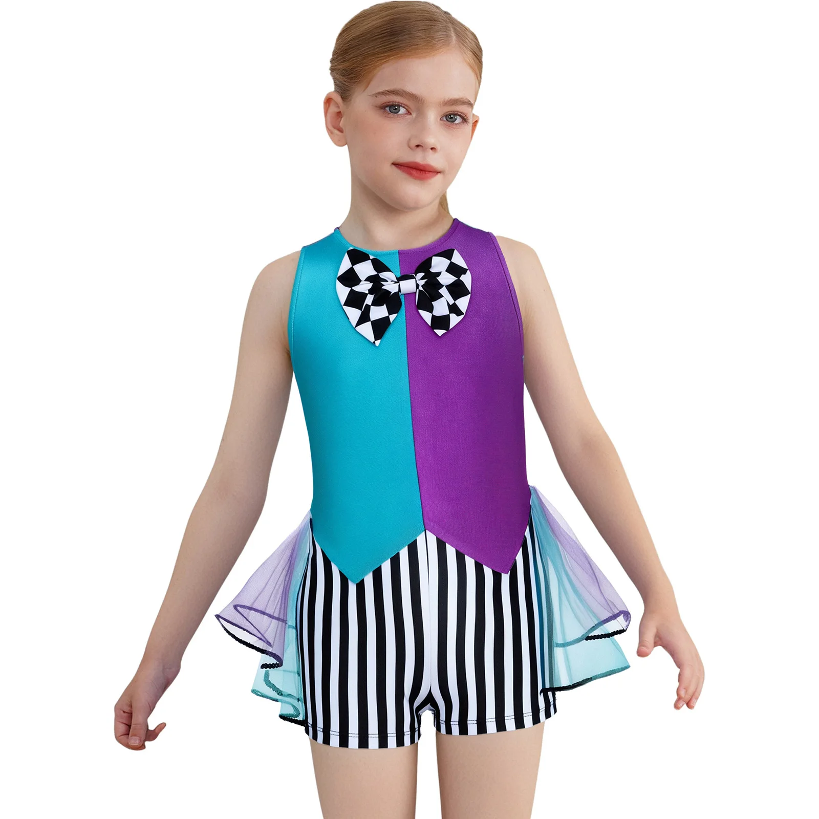 فتاة الجاز اللاتينية ملابس رقص الباليه يوتار توتو أداء Dancewear بلا أكمام المشارب بذلة هالوين كرنفال تأثيري