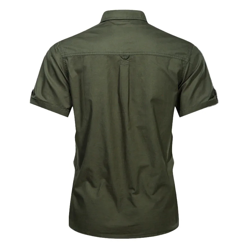 Military Cargo Shirts Men Summer Wear-resistant Short Sleeve Work Shirt Outdoor Army Tactical Shirts Multi-pocket Chemise Homme