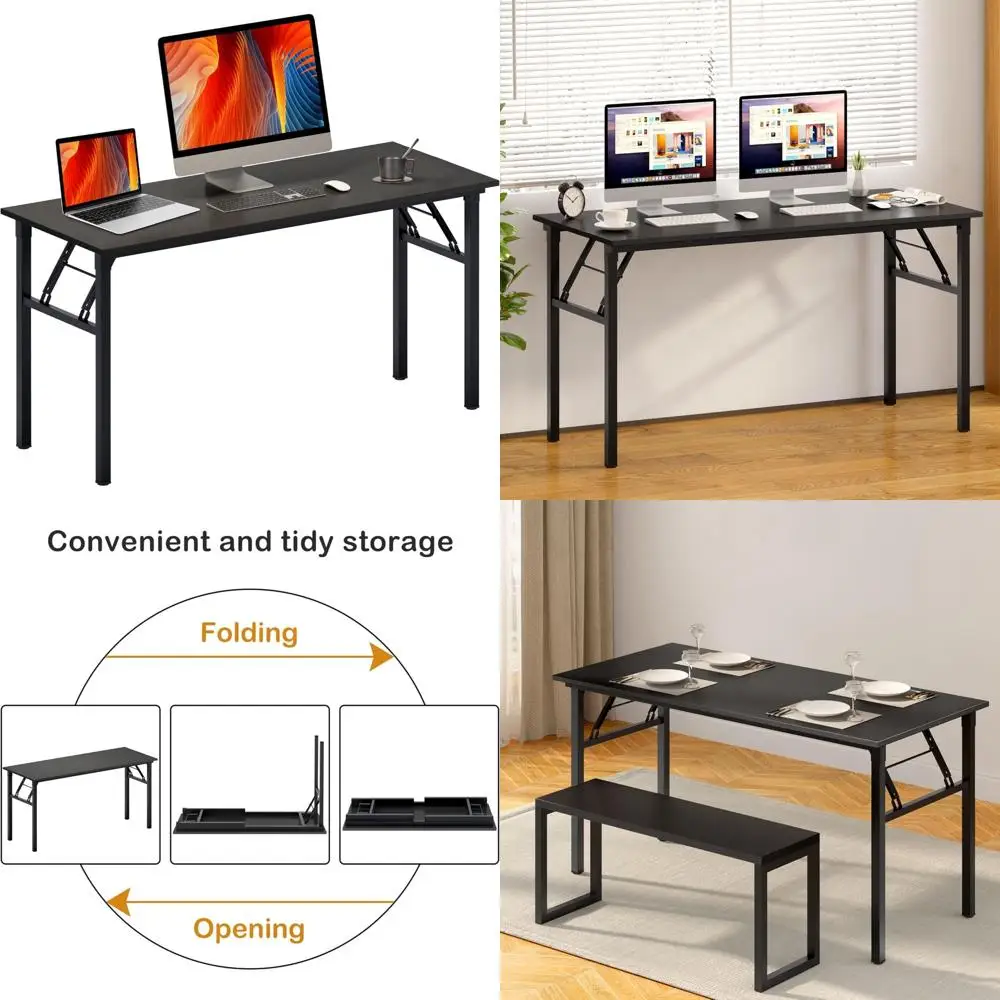 Home Office Desk 59.8 Inch Computer Table for Study Writing with Black Finish Long-Tail Keyword