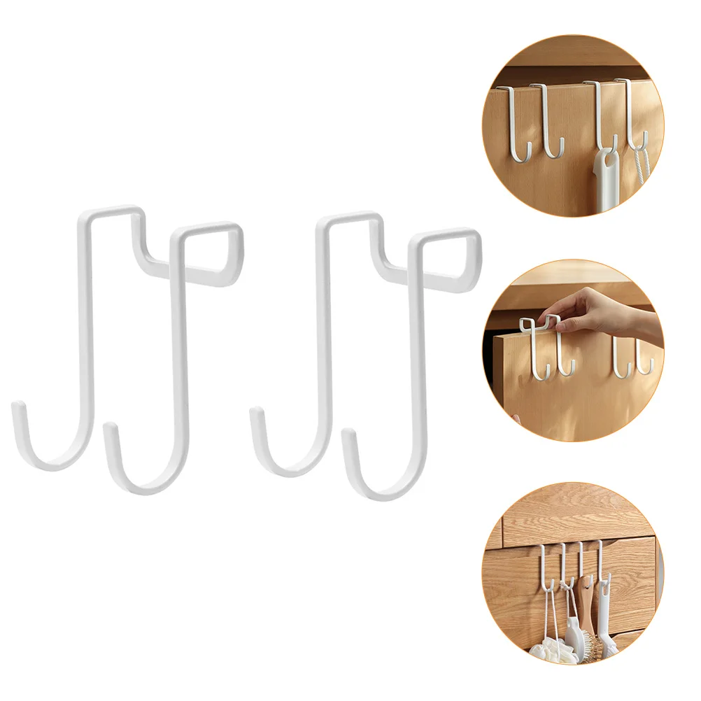 

2 Pcs Door behind Bed Storage Hanging Garment Hooks Back Hangers Clothes No Punching Wrought Iron Kitchen Pan Household