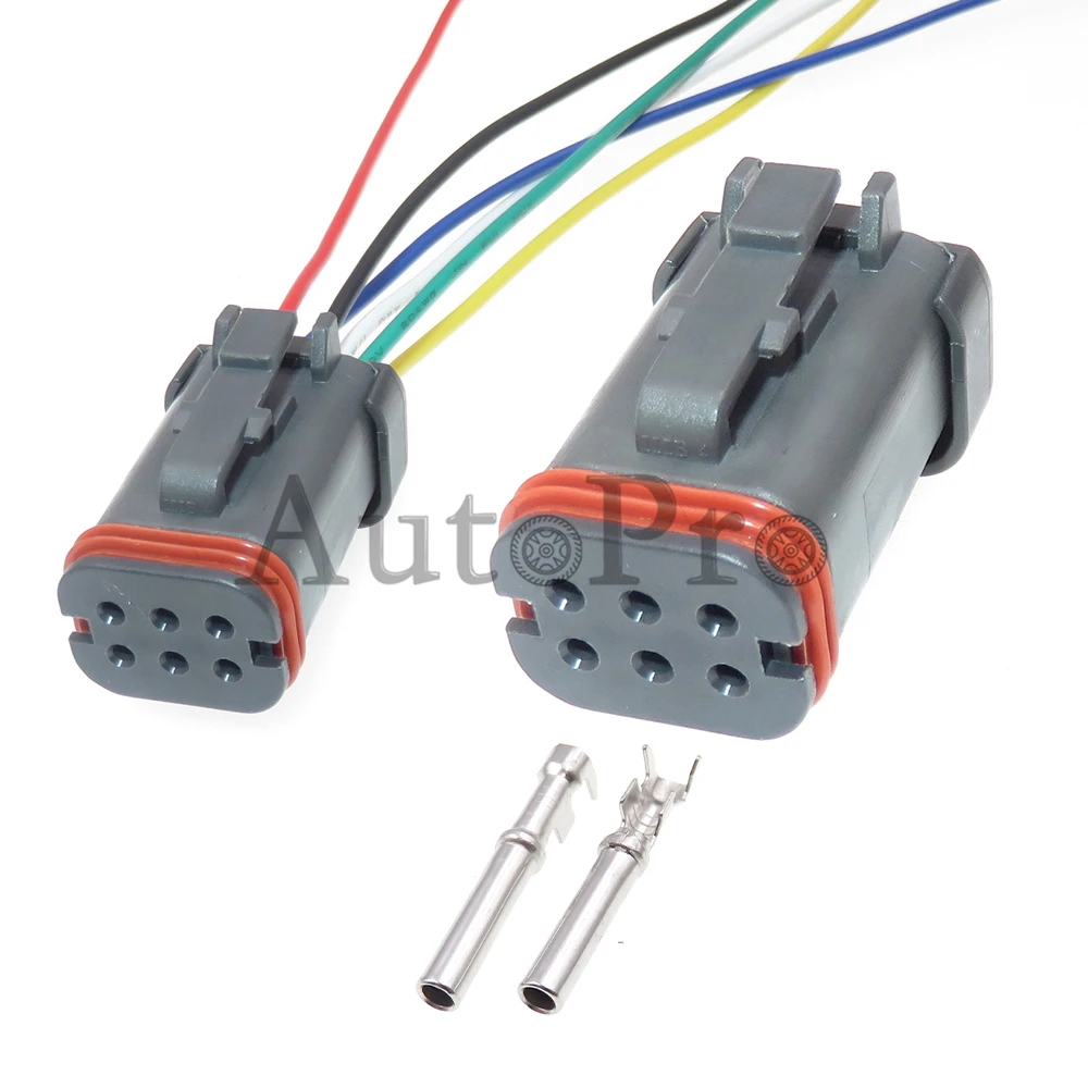 1 Set 6 Hole Car Waterproof Starter Wiring Harness Socket with Terminal DT16-6SB-KP01 Automobile Wire Connector