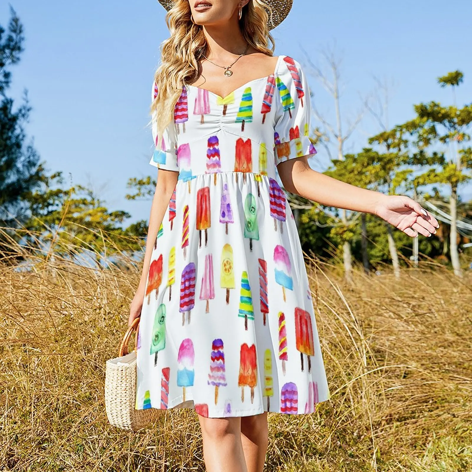 Misty Colorful Watercolor Hand Drawn Popsicles Dress dresses for prom dresses for women birthday dresses for women Female dress