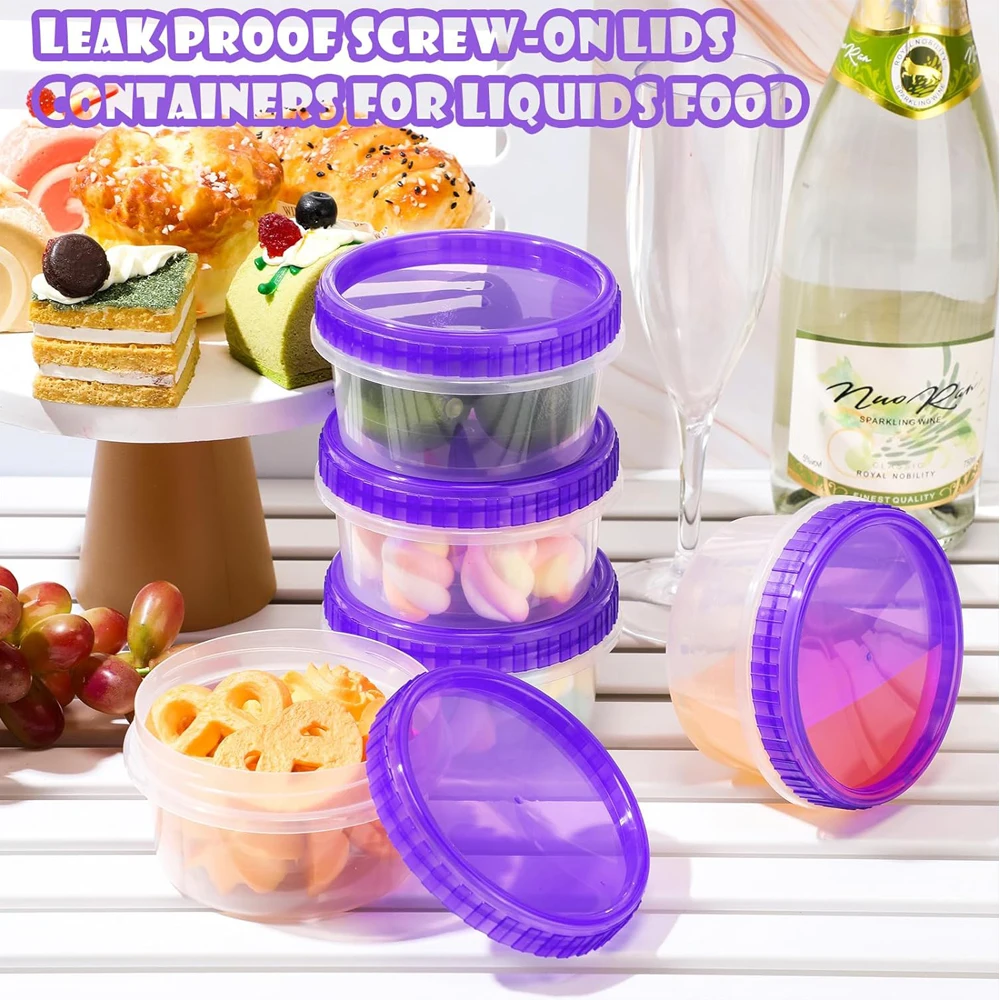 Plastic Freezer Containers for Food Storage, Twist Top Food Soup Storage Containers with Lids, Stackable, Reusable, Leakproof