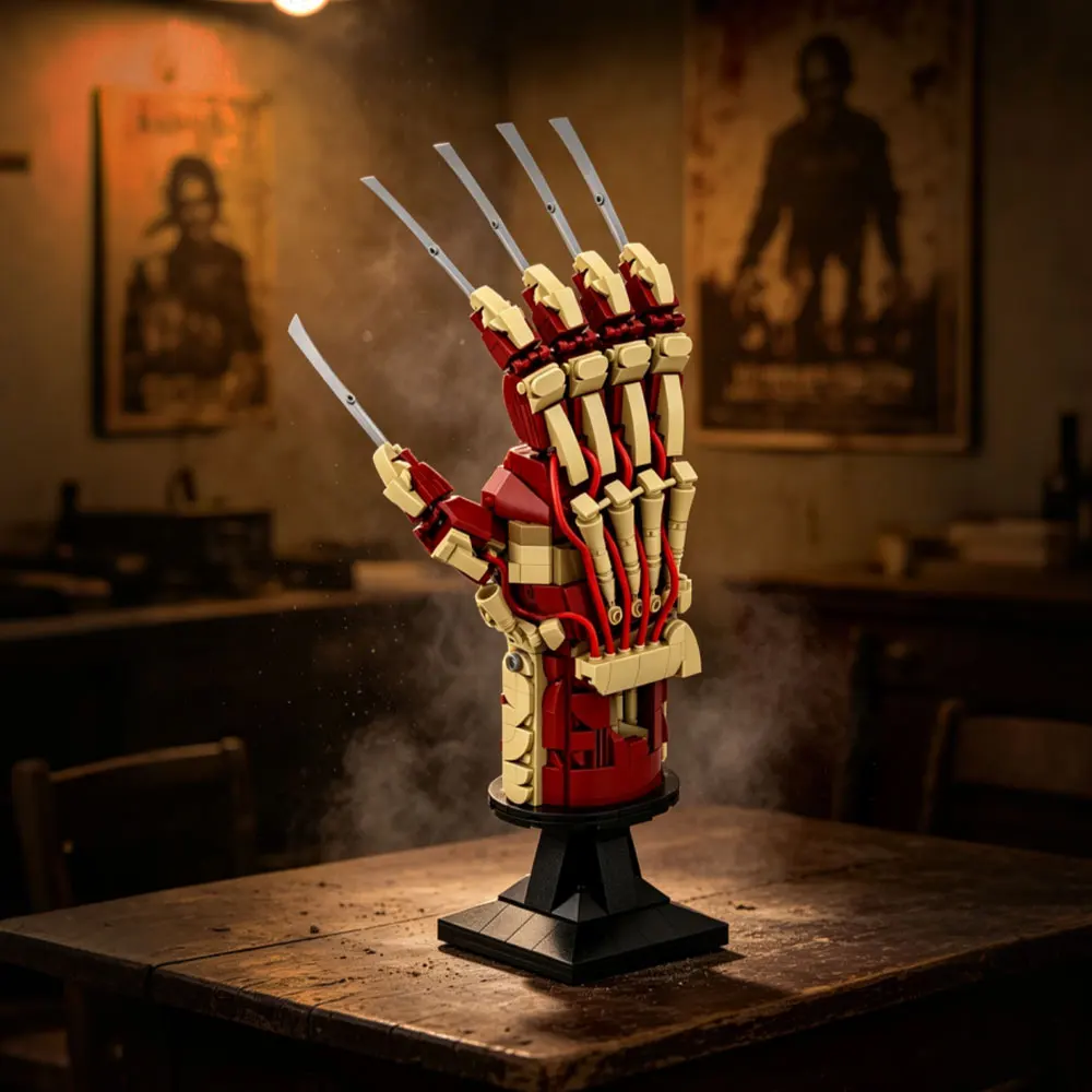 A Nightmare Razor Glove Building Blocks Kit Horror Movie Freddy Krueger Copper Metal Killer Glove Bricks Toy Adult Gift For Fans