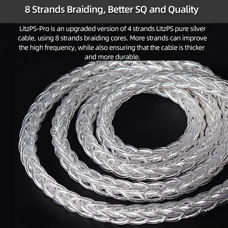 NICEHCK LitzPS-Pro 8 Core 4N Litz Pure Silver Earphone Cable 3.5mm