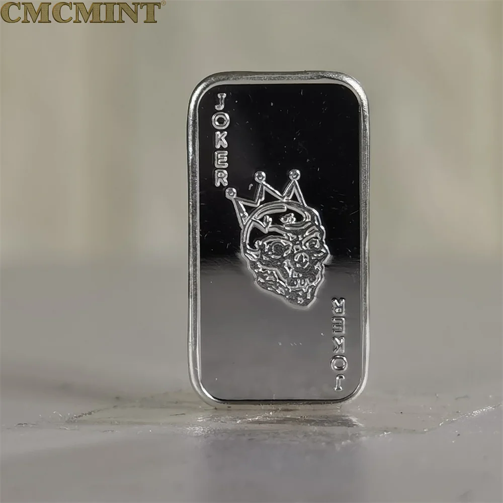 Monedas de plata 999 1 gramos Silver Joker Skull Death Card Bar